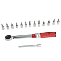 Kit d'outils pour vélo HTL 2-25 Nm 1/4 pouce, 15 pièces, douilles hexagonales Torx/étoile, rallonge, clé dynamométrique pour réparation de vélo