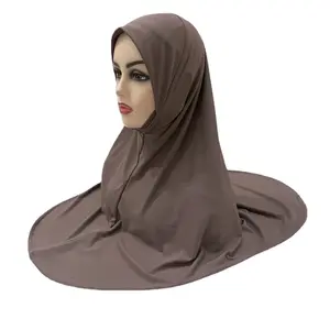 2022 New Big Size Ladies Easy To Wear Islamic Scarf 1 Piece Amira Easy Pull-on Head Scarf Muslim Instant Hijab Slim Face Bonnet