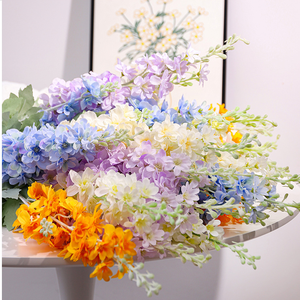 Flores de Seda Artificiais Delphinium Ajacis Brancas e Azuis com Caules para Decoração de Casamento, Casa, Jardim e Arranjos de Natal - Product Image 6