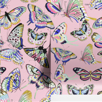 Papier peint autocollant amovible papillon rose coloré pour chambre de filles, décoration murale pour la maison
