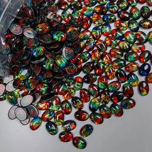 Harga Grosir Batu Mulia Ammolite Sintetis Multiwarna Bentuk Oval Cabochon untuk Perhiasan - Product Image 4