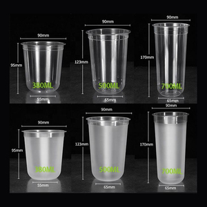Gobelets à bulles jetables en plastique PP transparent/givré en forme de U avec logo personnalisable et couvercles anti-fuite - Product Image 3