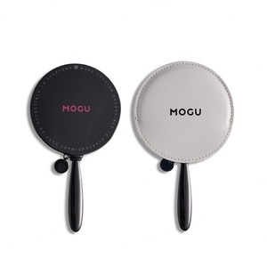 Miroir de maquillage rond en métal noir avec impression sérigraphique, petit format, avec pochette en PU, vente en gros - Product Image 6