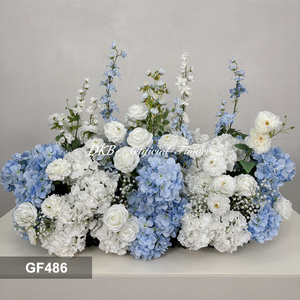 Arreglo Floral de Seda Artificial Estilo Europeo, Camino de Rosas e Hortensias para Entrada, Pasillo, Decoración de Bodas - Product Image 2