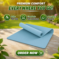 Tapis de yoga double, 12 mm d'épaisseur, 200 cm de large, en élastomère thermoplastique, avec sangle élastique pour la danse et le fitness en famille (parent-enfant)