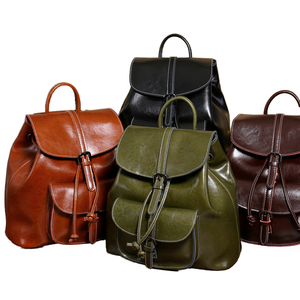 Elegant Luxury <b>Lightweight</b> Summer Outdoor Collage Double Strap Bags Zipper Closure Real Cowhide Leather <b>Backpack</b> for Women - Product Image 2