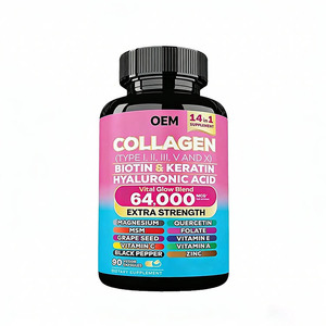 OEM Private Label Adult Beauty Products <b>Collagen</b> Peptides Powder Multi-Vitamins Marine Keratin Biotin Hyaluronic Acid Vegan - Product Image 1