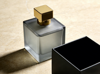 Flacon de parfum carré de luxe en gros, conteneur vide en verre pour parfum avec bouchon doré, boîte d'emballage personnalisée