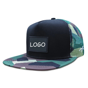 Gorra de béisbol de malla con visera plana de camuflaje, parche de goma personalizado, 5 paneles, sublimación, para hombre - Product Image 1