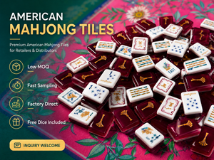 Juego de Mahjong Americano Premium de 160 Fichas, Diseño Lucky Line Plum, Fichas de Acrílico de Lujo con Reverso de Hoja de Ginkgo Dorada - Product Image 1