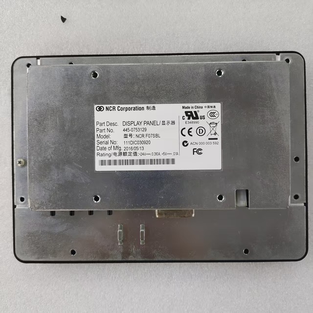 NCR ATM Machine Parts Display Panel 445-0753129 7-inch Resistance Touch Screen Wall-mounted Windows OS 1.5KG Capacity 90-Day