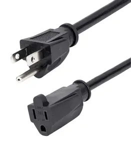 Ventas directas del fabricante 10A 13A 15A 125V tipo de conexión a tierra 3 pines 125V Cable de extensión americano 5-15P, a enchufe luminoso 5-15R