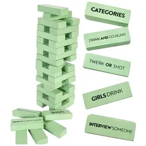 Janga blocks tower gioco per bere per adulti 54 blocchi con comandi e giochi per bere torre di burattatura per adulti impilabile Building Block