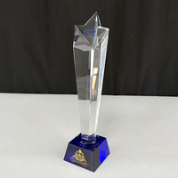 Personnalisable Star Crystal Glass Awards avec base bleue