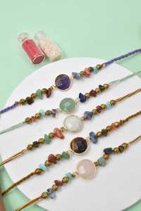 Piedra preciosa rakhi Cristal curativo hecho a mano Siete chakra sprituall Pulsera curativa Rakhi para Hermano Raksha Bandhan - Product Image 4