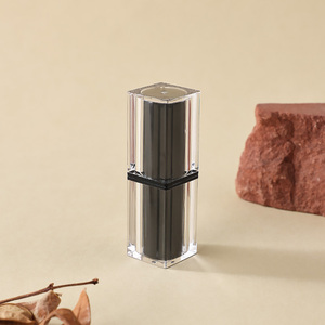 Tubes de Rouge à Lèvres à <span class=keywords><strong>Double</strong></span> <span class=keywords><strong>Paroi</strong></span> Carré Transparent Boîtier de Rouge à Lèvres en Plastique <span class=keywords><strong>Noir</strong></span> - Product Image 1