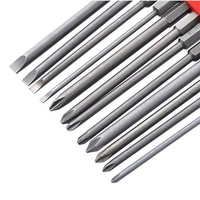 Juego de 12 puntas magnéticas para destornillador de vástago hexagonal de 1/4 pulgadas, estuche rígido, acero S2 OEM, herramienta manual para tornillos Torx, estrella y estriados