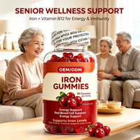 Complément alimentaire en gommes au fer, saveur framboise, facile à mâcher, riche en nutriments, soutien minéral quotidien