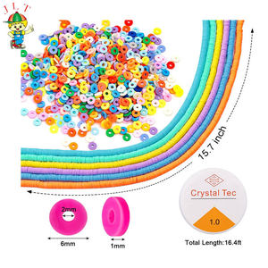 Kit de manualidades DIY para pendientes de cuentas espaciadoras sueltas de moda, 4000 piezas, 10 colores, kit de cuentas de arcilla de 6 mm, cuentas de arcilla polimérica hechas a mano - Product Image 2