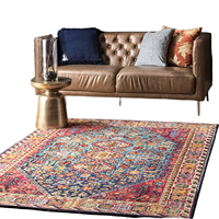 Tapis rectangulaire vintage en jute tissé WILTON, motif géométrique ethnique persan, à poils moyens, avec envers antidérapant en latex, lavable, pour salon et prière