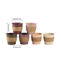 Pot Tanaman Bulat Logam Harga Terbaik Dekorasi Rumah Vintage Pot Besi dengan Aksen Jute untuk Pot Bunga Taman, Sukulen, dan Herbal