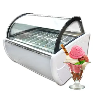 Commercial Ice Cream Shop Glass Door And Top Gelato Storage Display Freezer  Fridge Price For Sale