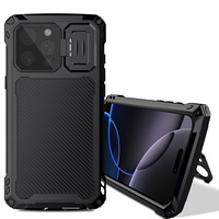 Étui de protection 3-en-1 TPU+PC avec support magnétique et design métallique pour 17 Pro Max, protection à 360°