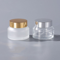 Pot en verre dépoli 15G couvercle noir essence gel pour les yeux 50g pot de crème hydratante emballage bouteille en verre épaule inclinée pot de crème 1oz