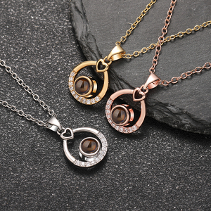 Joyería de Moda, Collar con Colgante de Corazón de Cobre con Proyección de Foto Personalizada, Moderno, Te Amo, para Mujer - Product Image 4