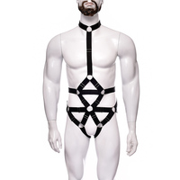 Lingerie Pria Transparan Seksi Terbaru, Thongs dan G-String dengan Harness Elastis Model Siamese, Set Lingerie Oranye