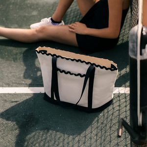 Monogrammed vải bãi biển <span class=keywords><strong>Tote</strong></span> Túi bán buôn vỏ sò viền pickleball <span class=keywords><strong>Tote</strong></span> thêu ric Rac <span class=keywords><strong>Tote</strong></span> Túi xách của phụ nữ - Product Image 3