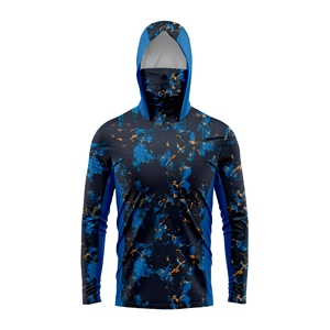 Sweat-shirt de pêche pour homme avec masque intégré, UPF50+, manches longues, séchage rapide, respirant, protection solaire extérieure, performance, OEM ODM - Product Image 1