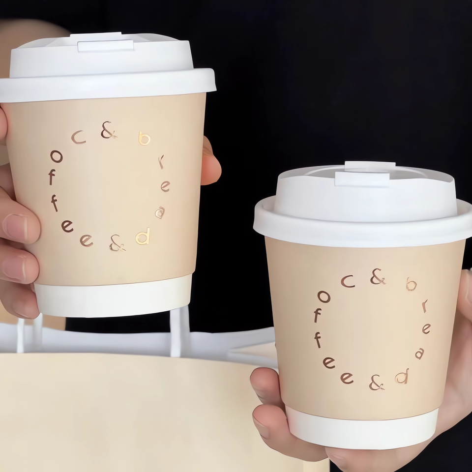 Custom Printed Logo Design Disposable Gold Foil Stamping Coffee Cup ...