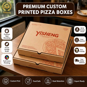 Caja de Pizza Biodegradable de Cartón Kraft, Impresa con Logotipo Personalizado, Caja de Alimentos Corrugada Ecológica para Pizzería Orgánica, Entrega de Alimentos Saludables - Product Image 1