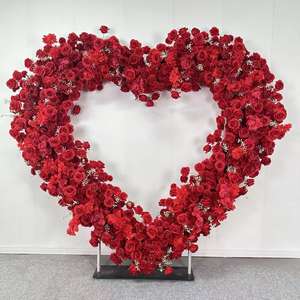 T-HFA102 Vente en gros d'arche de fleurs en forme de cœur 3D, fleurs artificielles, arche de mariage, toile de fond d'arche de fleurs pour les arrangements d'événements - Product Image 1