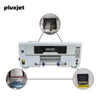 Plusjet UV DTF Imprimante pour étui de téléphone Bouteille en verre Stylo Signe Carrelage en plastique Taille A3 30cm Avec plastifieuse Machine d'impression 6 couleurs