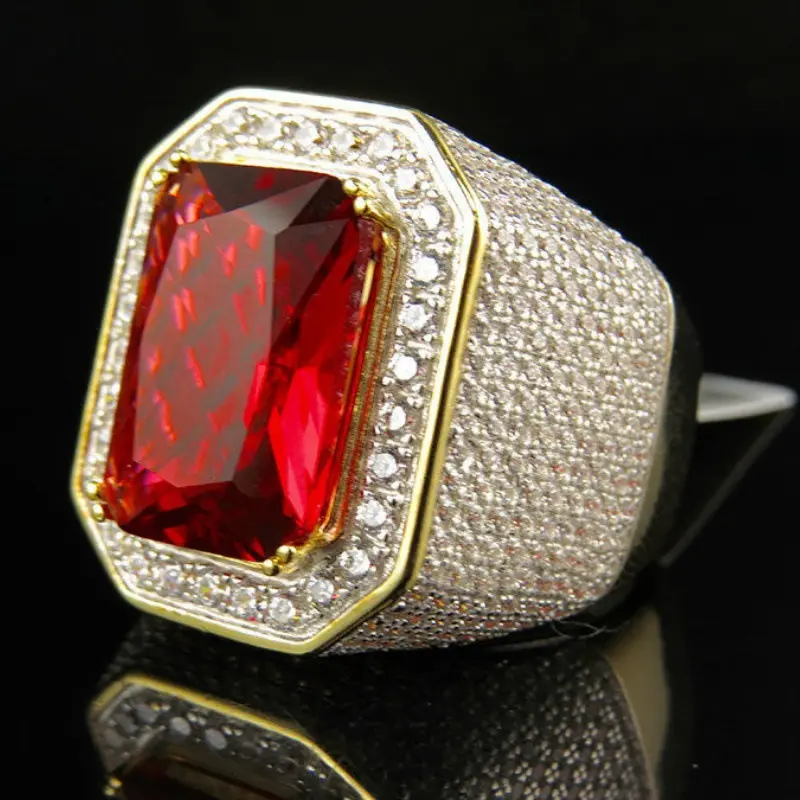 2020 Fashion Hip Hop Natural Ruby Gemstone Ring For Men