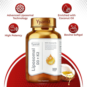 Vitamine D3 liposomale et Vitamine K2 de haute qualité, marque privée, favorisent la santé des os et des dents, soutiennent la santé cardiovasculaire, en gélules. - Product Image 2