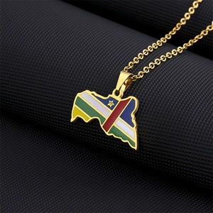 Nuevo Collar con Mapa de la República Centroafricana, Colgante Personalizado con Forma de Mapa de País, Collar de Acero Inoxidable con Mapa - Product Image 2