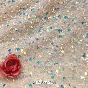 Tessuto in <span class=keywords><strong>Velluto</strong></span> Intrecciato da 5mm con Ricamo di Paillettes su Rete per Abbigliamento Femminile, Scarpe, Borse, Uso per Ragazze/Ragazzi in Poliestere - Product Image 2