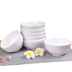 أطباق ميلامين بيضاء غير قابلة للكسر خفيفة الوزن, أطباق للحساء والسلطة لتناول الطعام في بوفيه المطعم