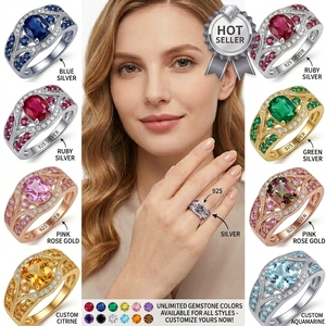 <span class=keywords><strong>Anelli</strong></span> in Argento 925 Placcato con Zirconia Cubica e Gemma Viola, Design Unico ed Elastico, per Donne, Sotto i 1€ - Product Image 1