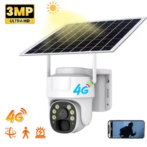 야간 투시경 카메라 3MP V380 Pro 태양열 카메라 4G Sim 카드 무선 보안 PTZ WiFi IP CCTV 실외 태양광 카메라