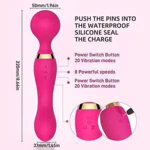 20-frequenza di vibrazione massaggiatore di vibrazione rotazionale doppia testa clitorideo stimolatore magico giocattolo del sesso per le donne av bacchetta vibratore - Product Image 5