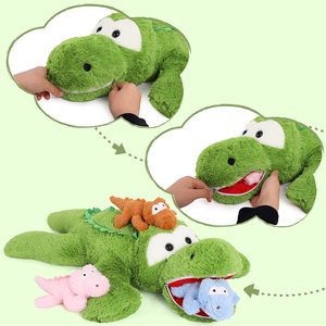<span class=keywords><strong>Cocodrilo</strong></span> verde de peluche suave de alta calidad, lindo <span class=keywords><strong>cocodrilo</strong></span> de peluche de mamá con 3 animales de peluche de <span class=keywords><strong>cocodrilo</strong></span> bebé para niños - Product Image 1