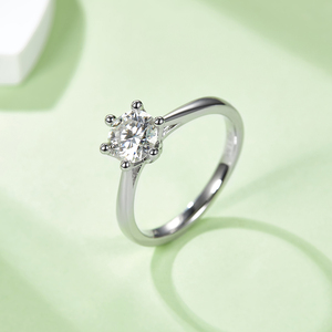 แหวนเพชรโมอิสเกรด D 1กะรัตหรูหราและหรูหรา S925เงินและแพลทินัมชุบ1กะรัตแหวนหญิง - Product Image 2