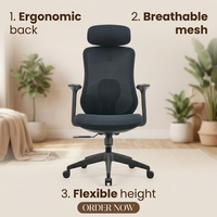 Chaise de bureau ergonomique moderne en maille respirante avec soutien lombaire adaptatif et accoudoirs réglables pour cadres