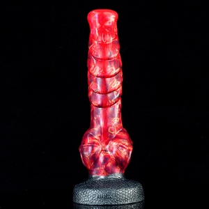NNSX Red Dog Knot <b>Dildo</b> Fantasy Animal Sex Toy Platinum Silicone Smooth <b>Dildo</b> with Strong Suction G-spot Stimulation for Women - Product Image 1