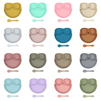 Cvnc — ensemble pour bébés sans BPA, de 3 pièces, succion en Silicone, cuillère et fourchette, apprendre à manger