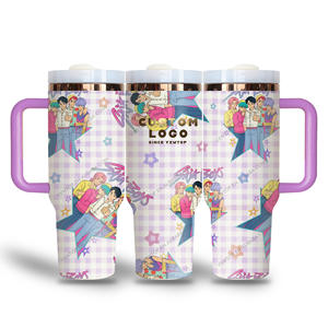 Nouvelle tasse isotherme personnalisée avec logo Kpop Demon Hunters, avec poignée et paille, 40 oz, avec boîte cadeau - Product Image 6